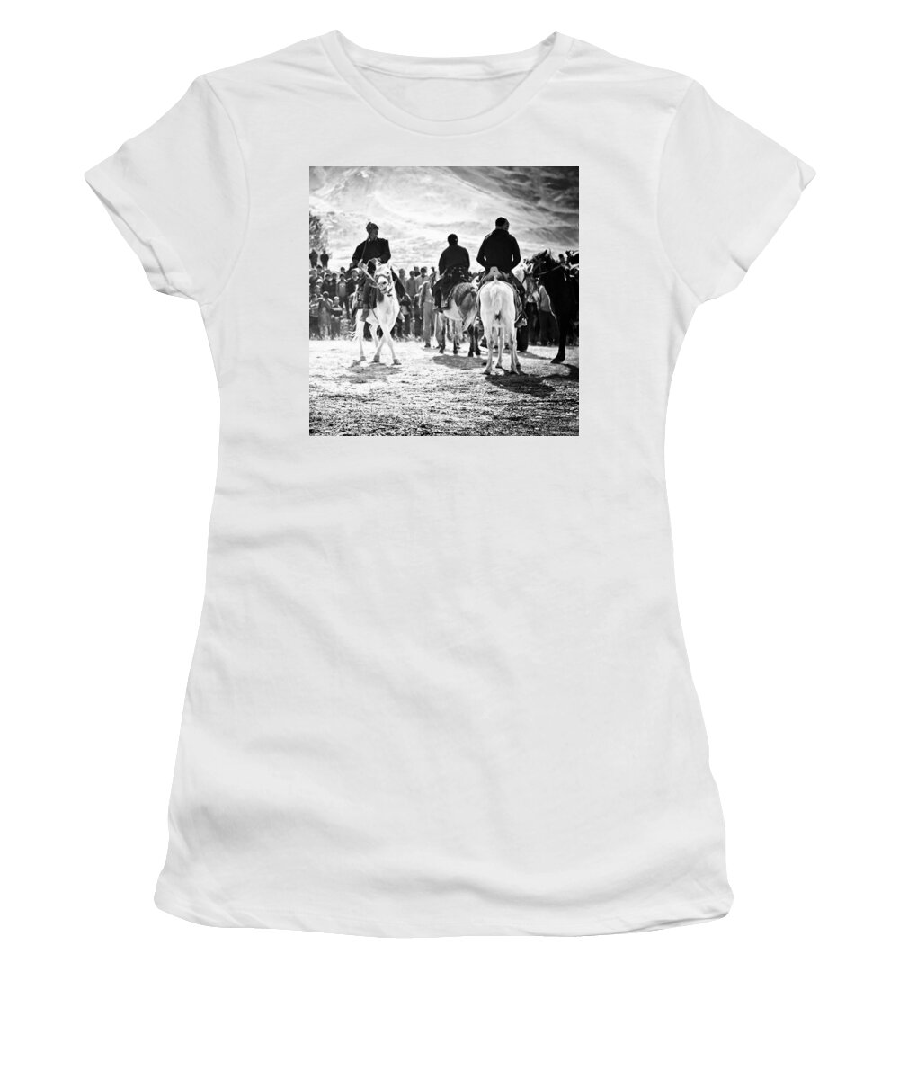 Horses Women's T-Shirt featuring the photograph Ready To Ride by Aleck Cartwright