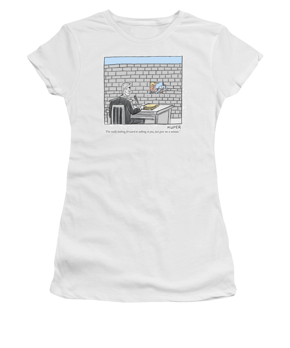 I'm Really Looking Forward To Talking To You Women's T-Shirt featuring the drawing Really looking forward to talking by Peter Kuper