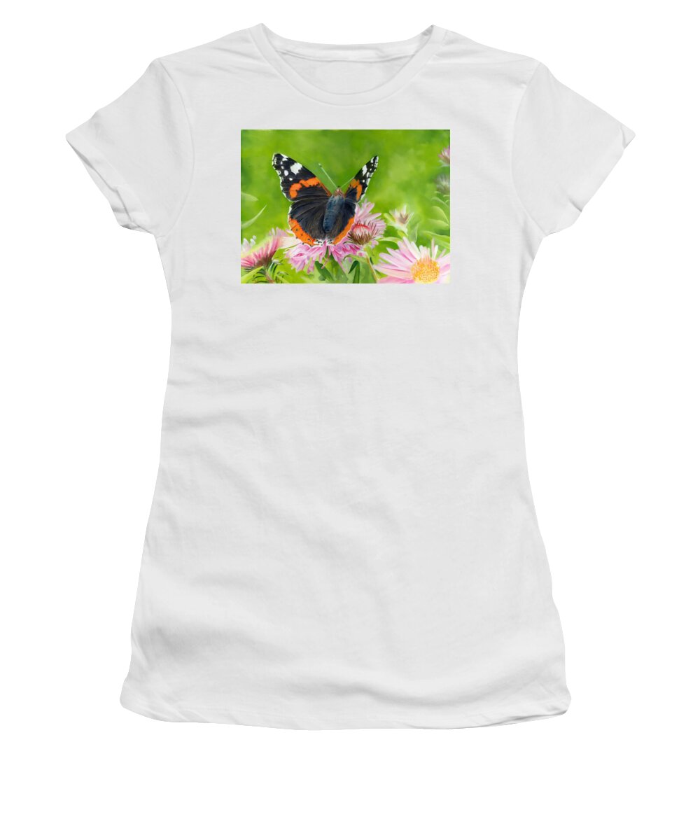 Red Admiral Women's T-Shirt featuring the painting Red Admiral by John Neeve