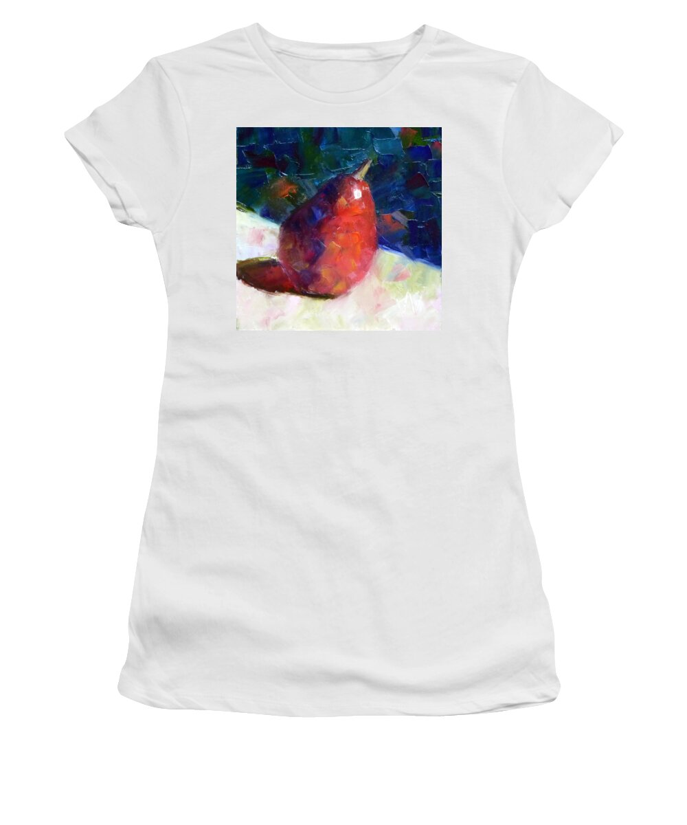 Still Life Women's T-Shirt featuring the painting Red Anjou Arriving by Susan Woodward