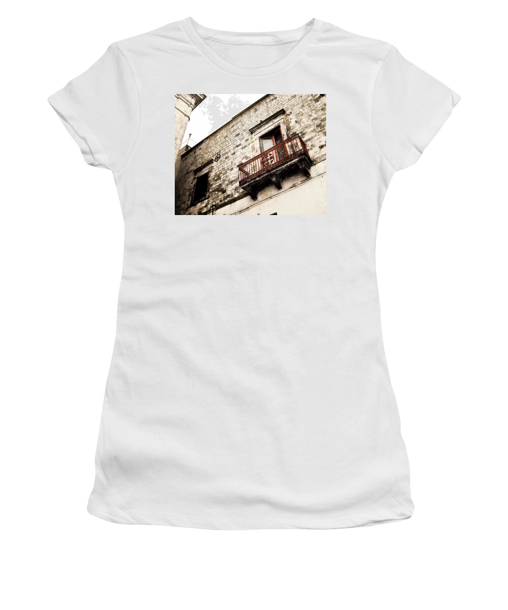 Architecture Women's T-Shirt featuring the photograph Red Balcony by Steven Myers