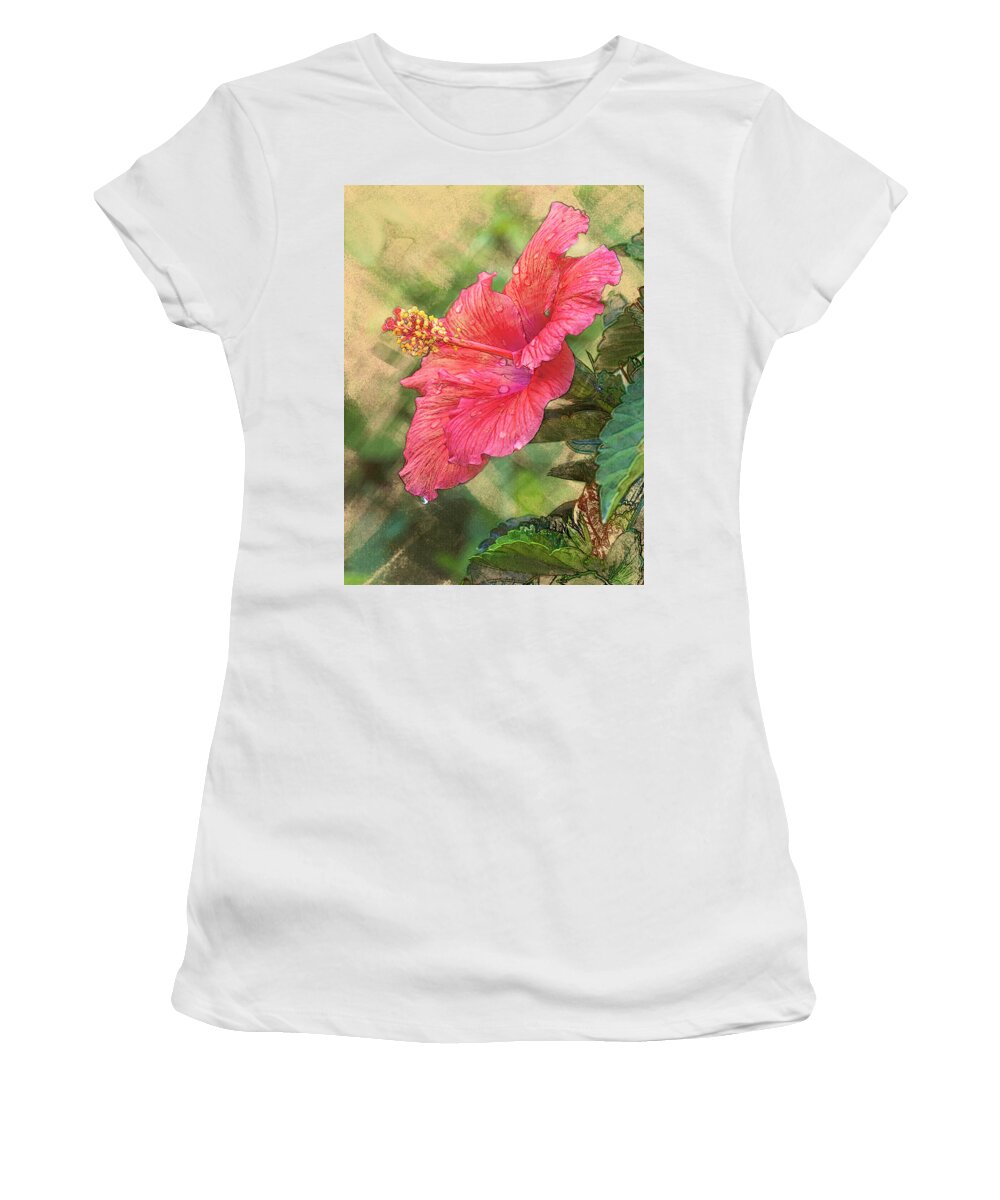 5dii Women's T-Shirt featuring the digital art Red Hibiscus by Mark Mille