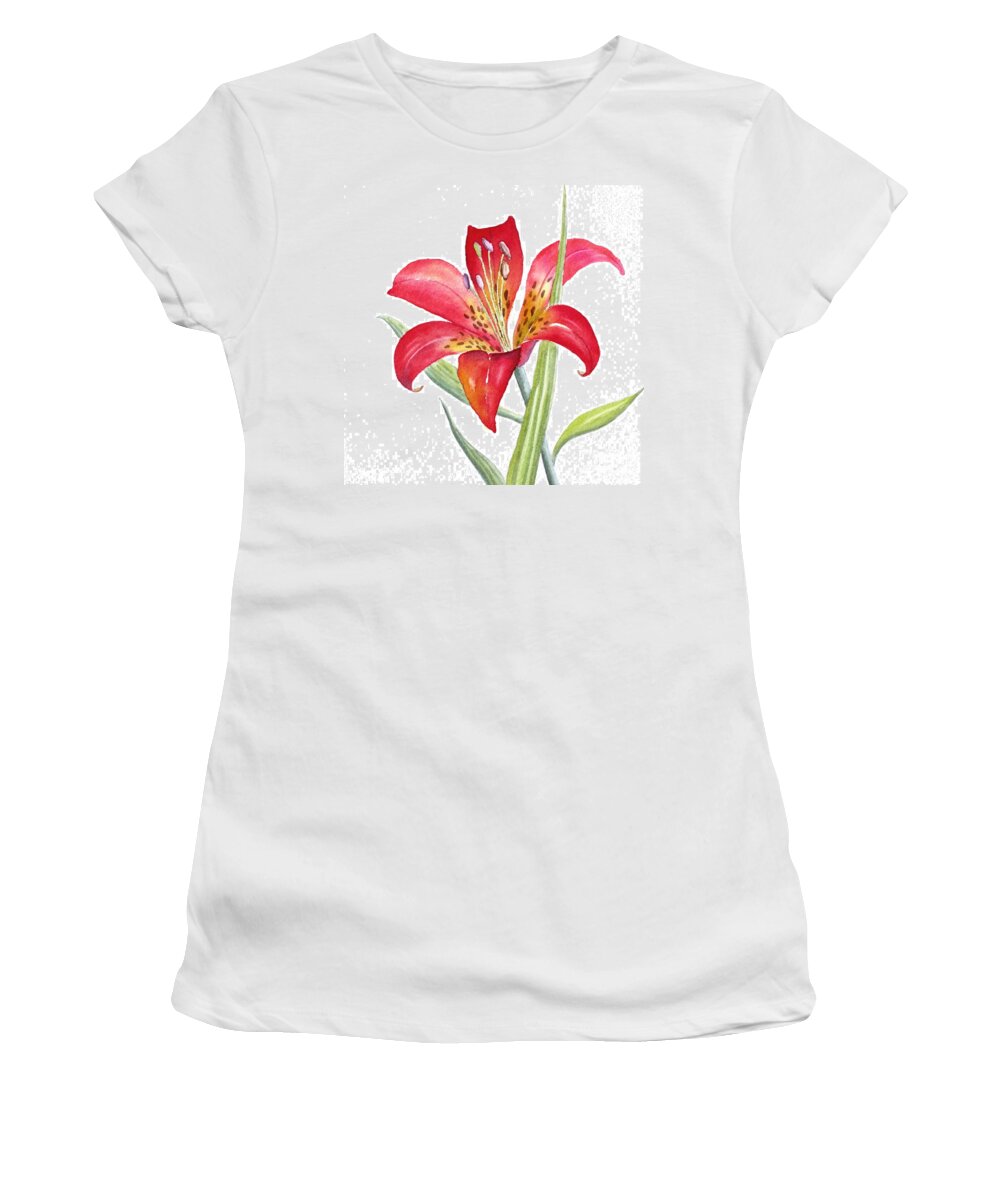 Lily Women's T-Shirt featuring the painting Red Lily by Deborah Ronglien