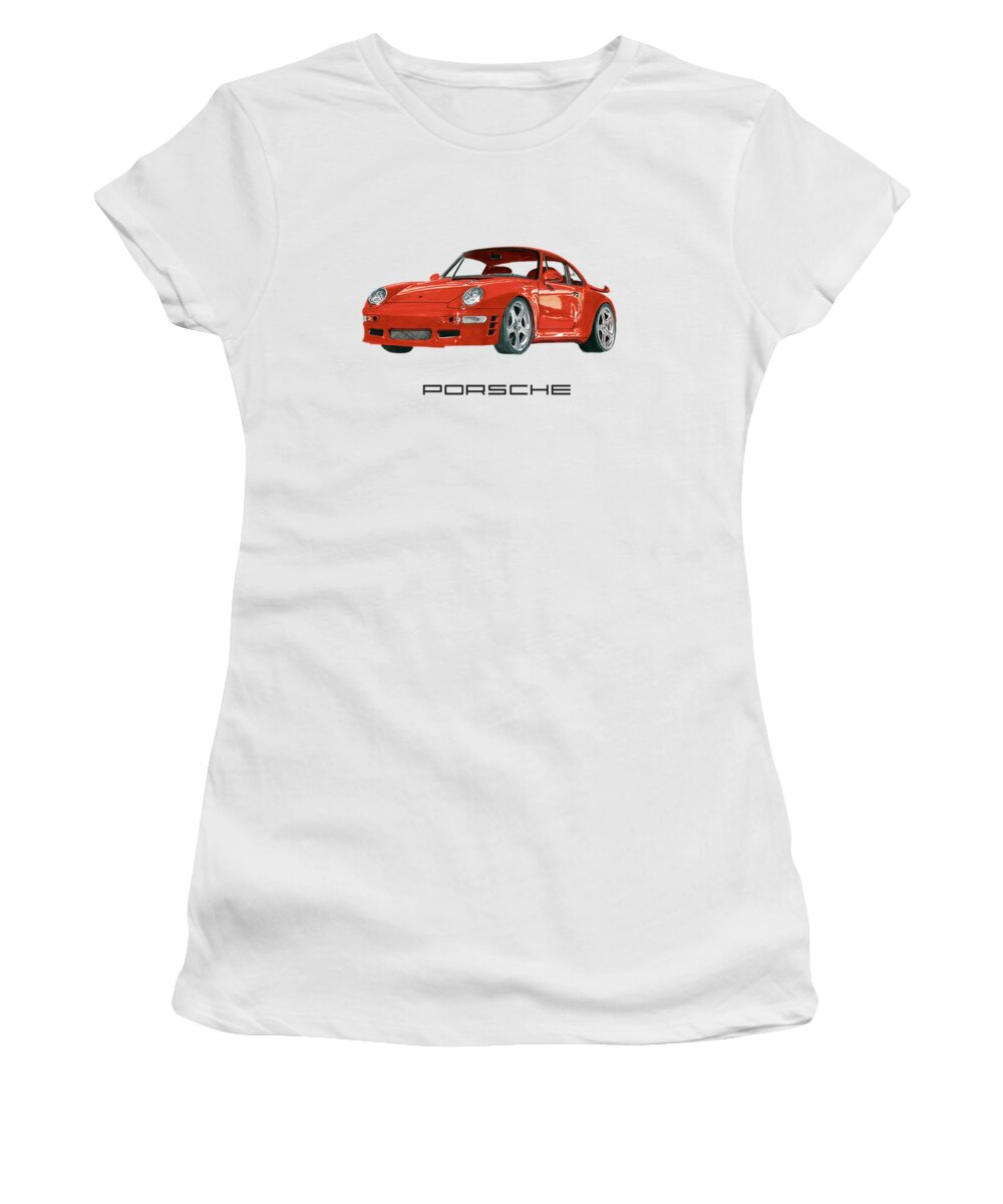 1997 Women's T-Shirt featuring the painting 1997 Porsche 993 Twin Turbo R #2 by Jack Pumphrey