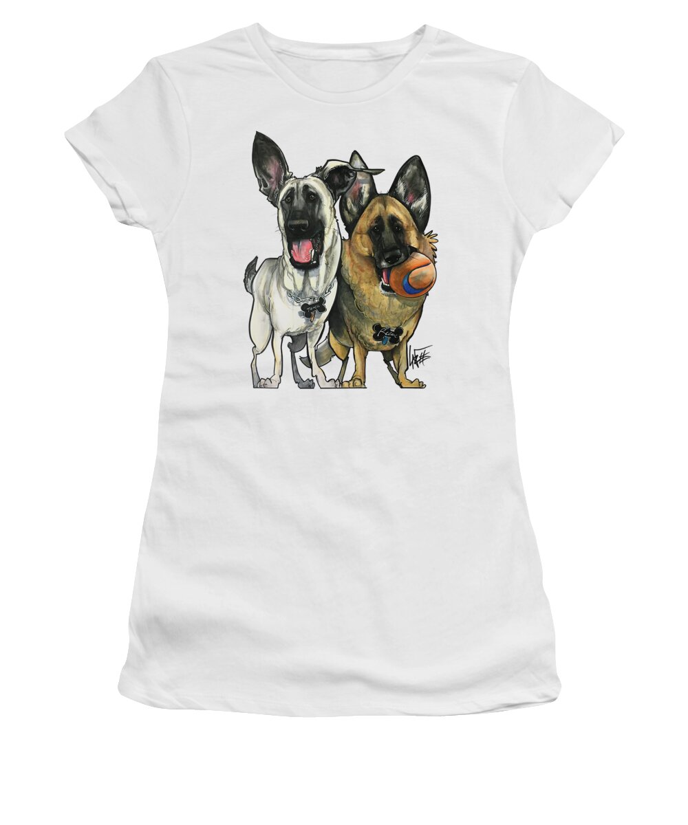 German Shepherd Women's T-Shirt featuring the drawing Reid 3835 by Canine Caricatures By John LaFree