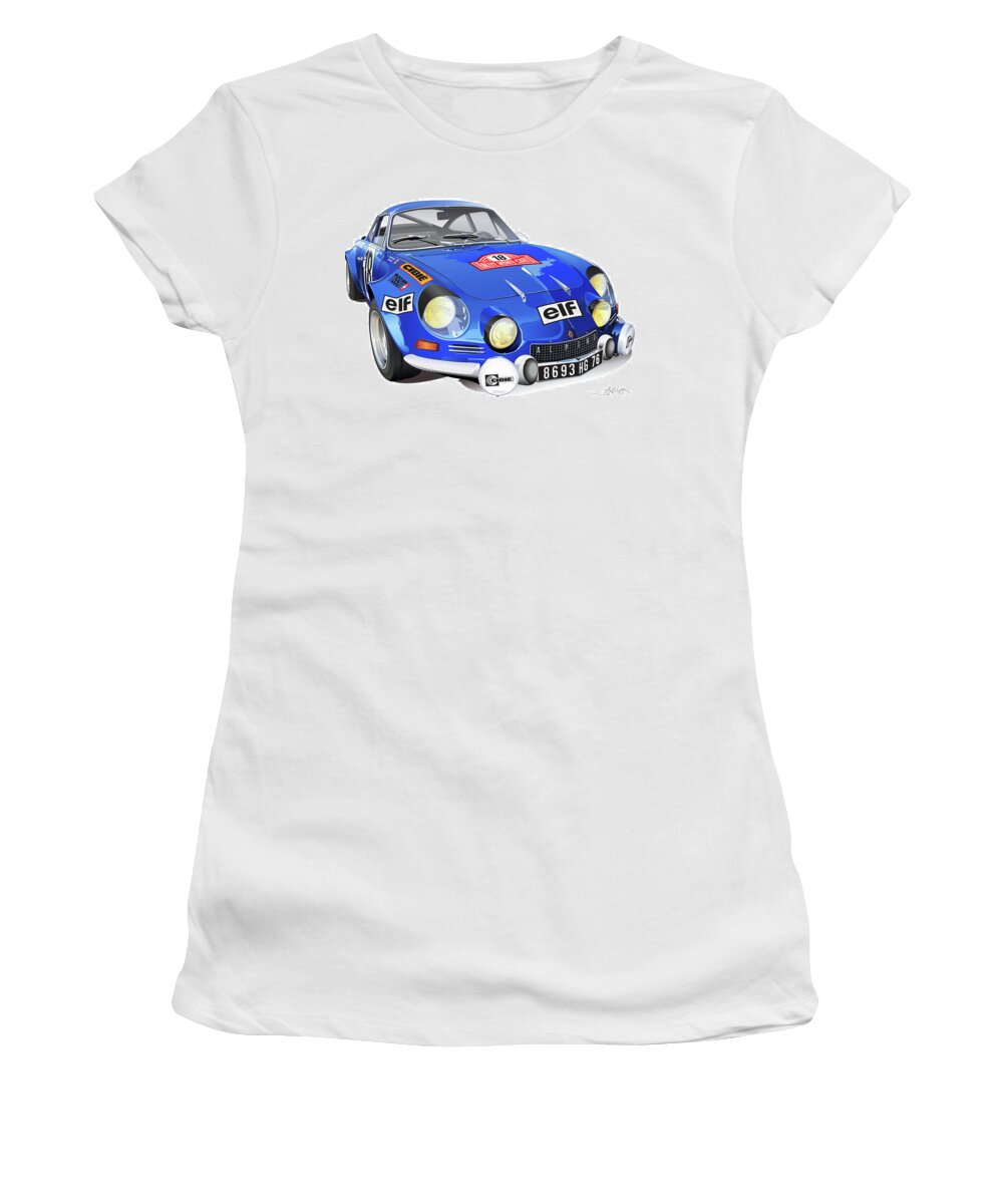Transportation Women's T-Shirt featuring the drawing Alpine Renault A110 by Alain Jamar