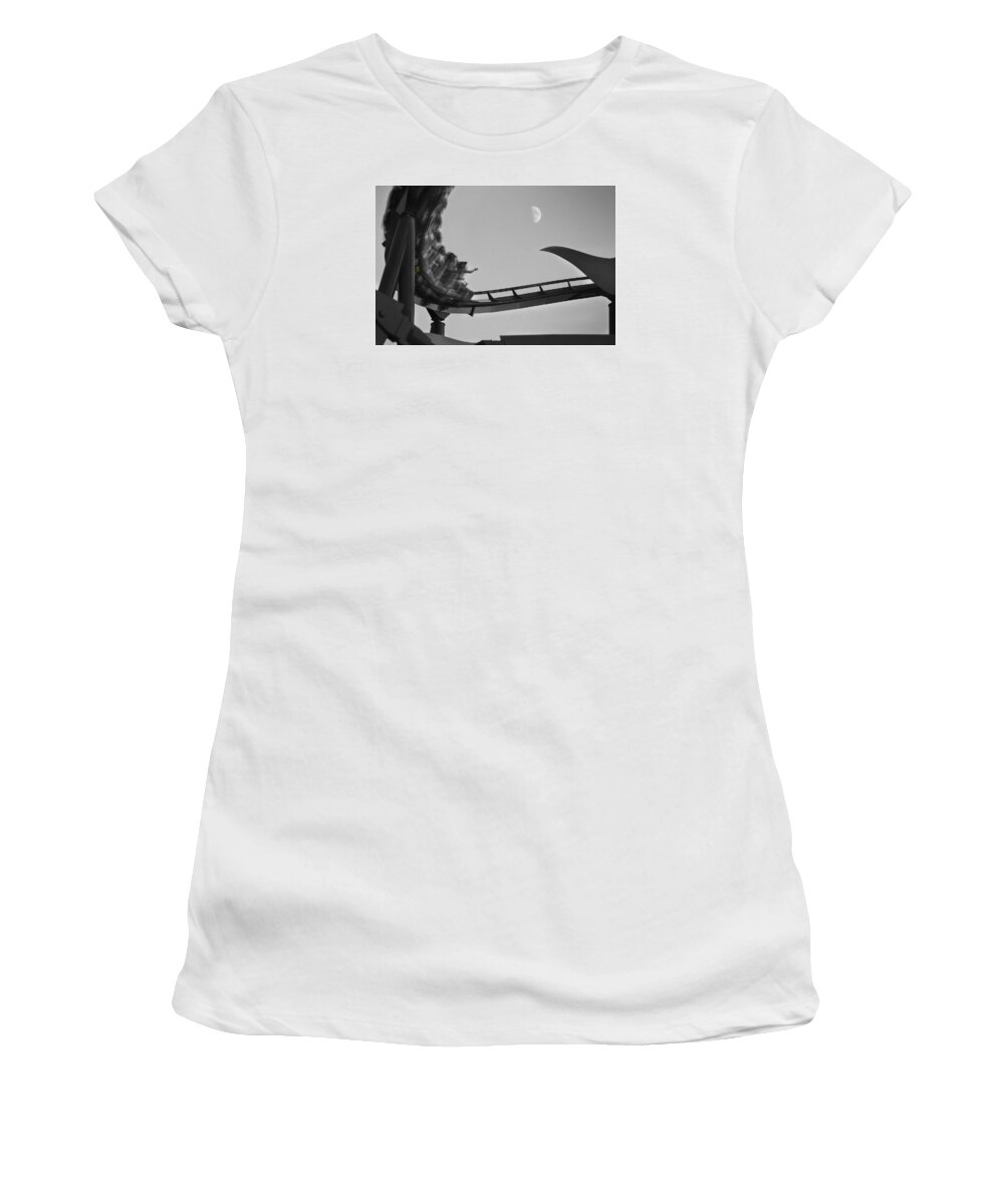 Roller Coaster Women's T-Shirt featuring the photograph Riding to the Moon by Mike McGlothlen
