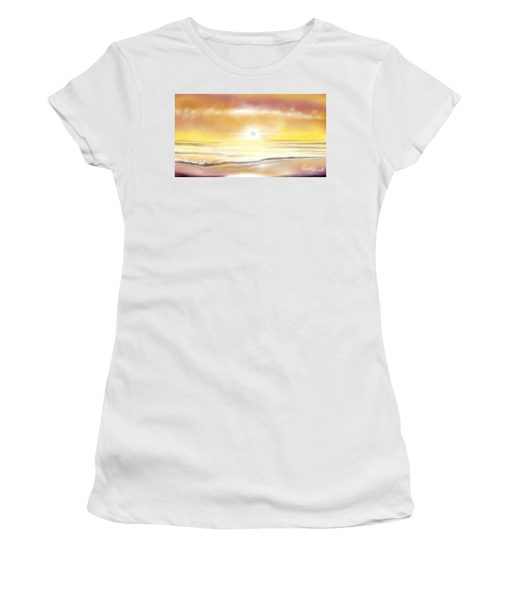 Sunrise Women's T-Shirt featuring the painting Rise and Shine by Dawn Harrell