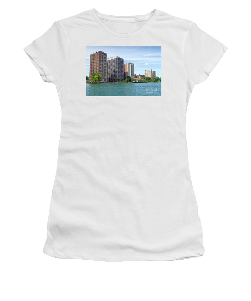 Detroit Women's T-Shirt featuring the photograph Riverfront High-Rises by Ann Horn