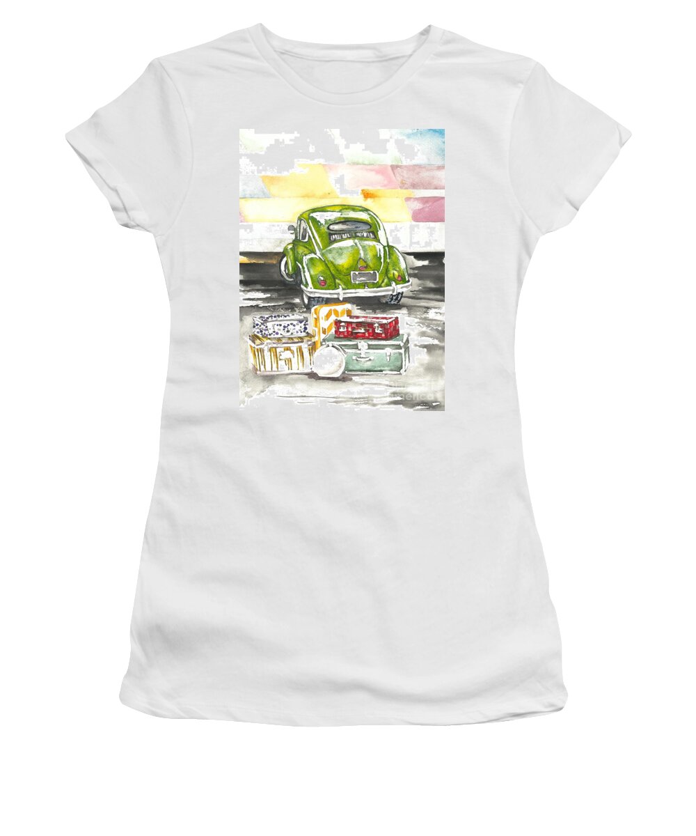 Vw Women's T-Shirt featuring the painting Road Trip by Norah Daily