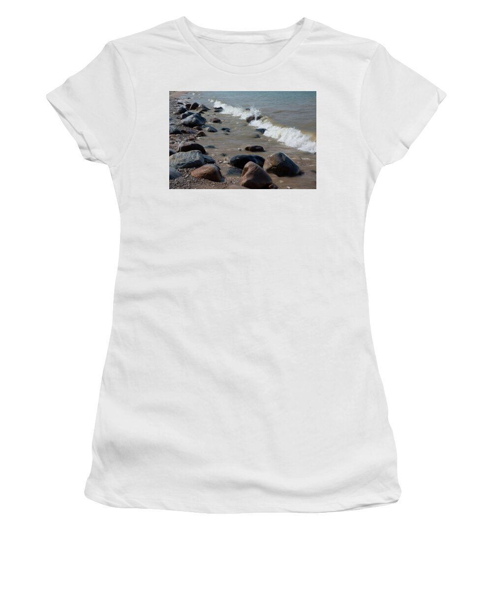 Lake Huron Women's T-Shirt featuring the photograph Rocky Beach by Rich S