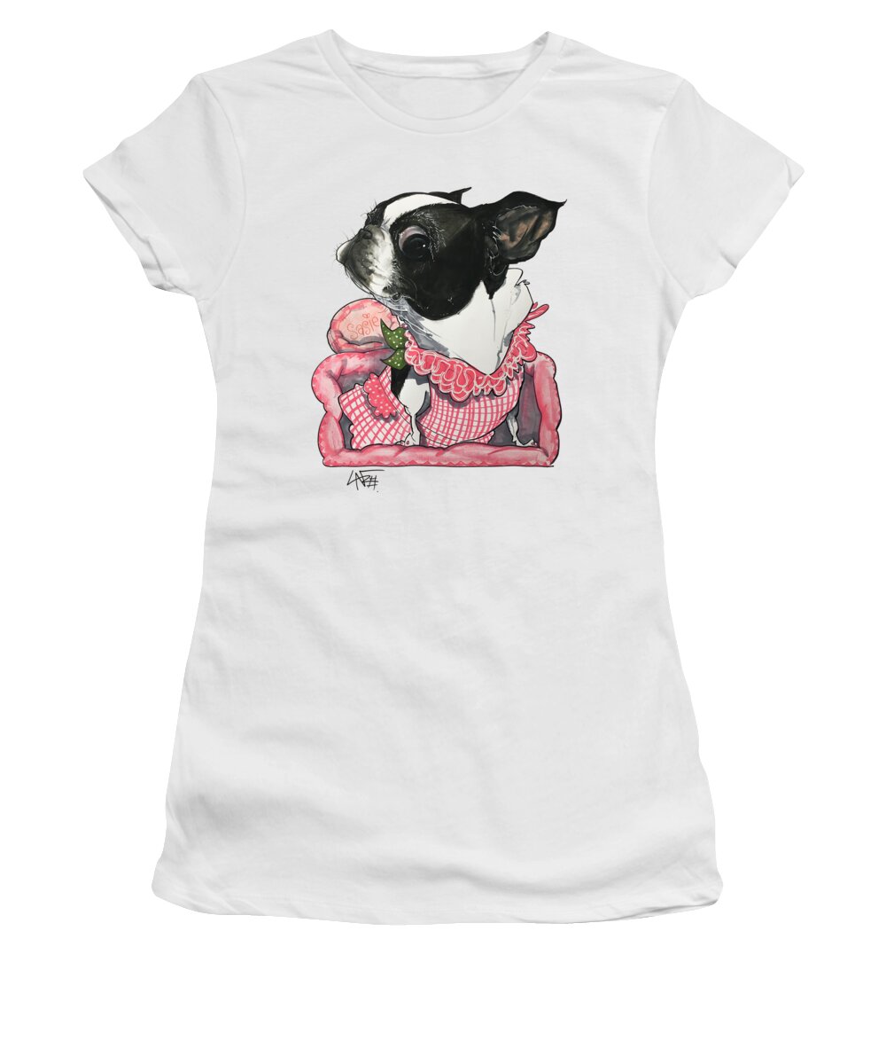 Pet Portrait Women's T-Shirt featuring the drawing Rodriguez 7-1475 by Canine Caricatures By John LaFree