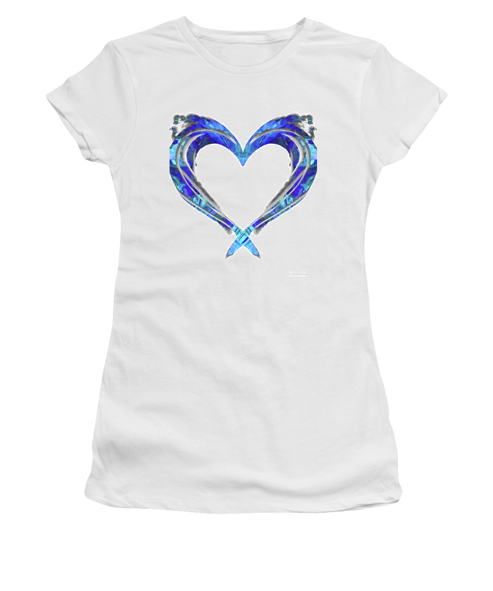 Heart Women's T-Shirt featuring the painting Romantic Heart Art - Big Blue Love - Sharon Cummings by Sharon Cummings