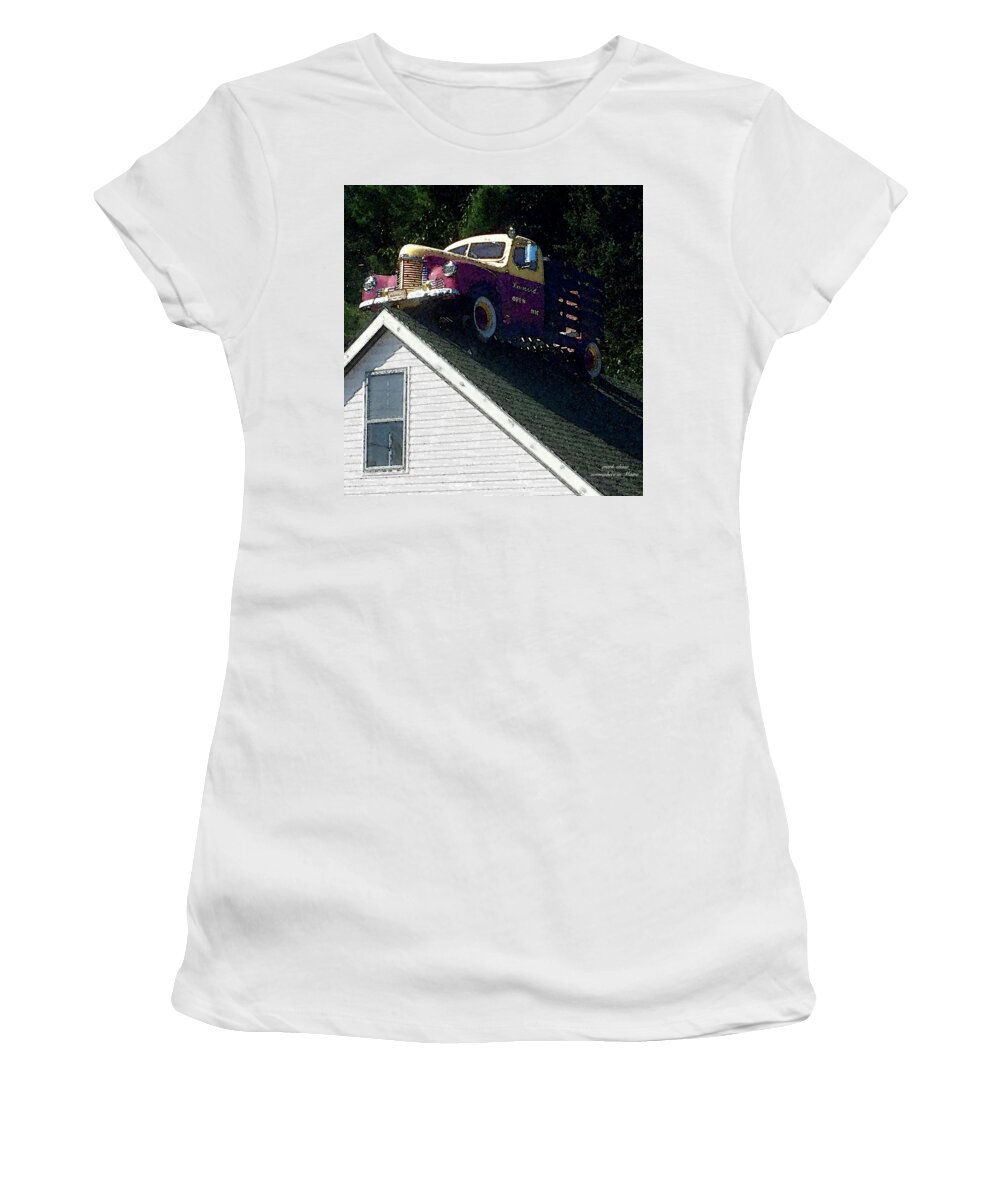 Pickup Truck Women's T-Shirt featuring the photograph Rooftop truck by Mark Alesse