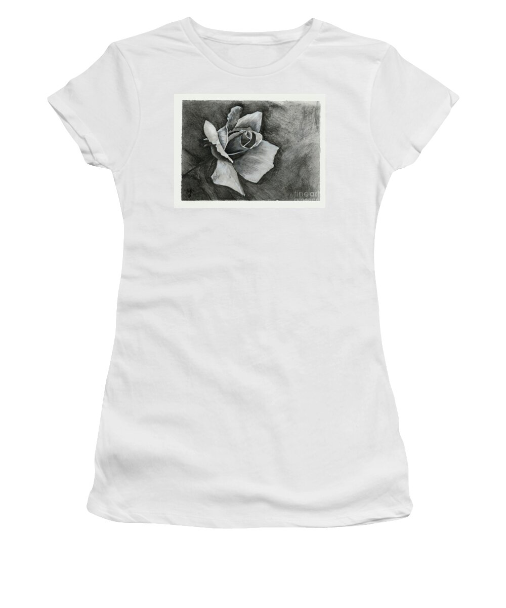 Drawing Women's T-Shirt featuring the drawing Rose1 by Terri Mills