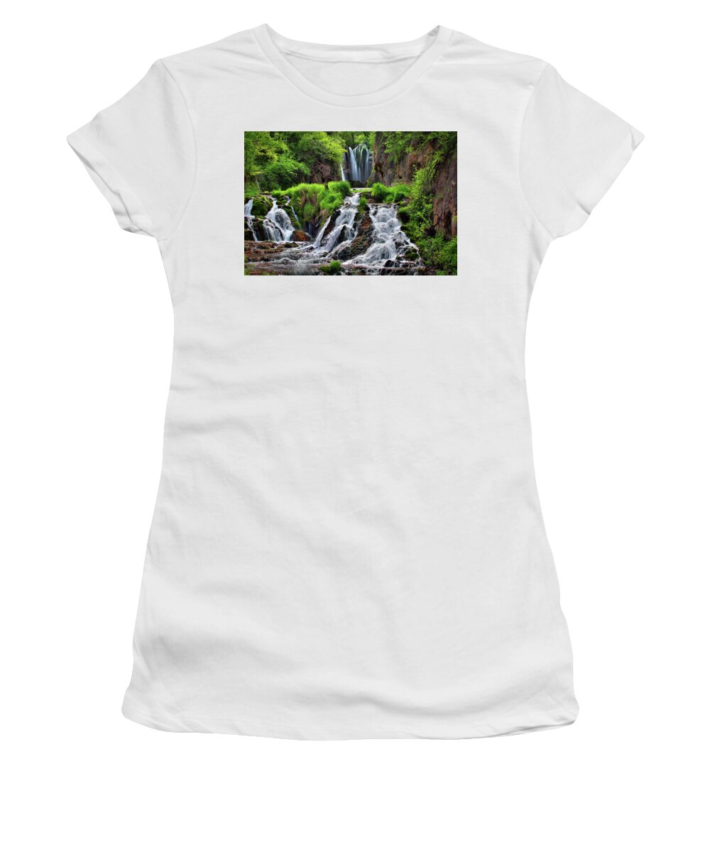 Waterfall Women's T-Shirt featuring the photograph Roughlock Falls by Ira Marcus