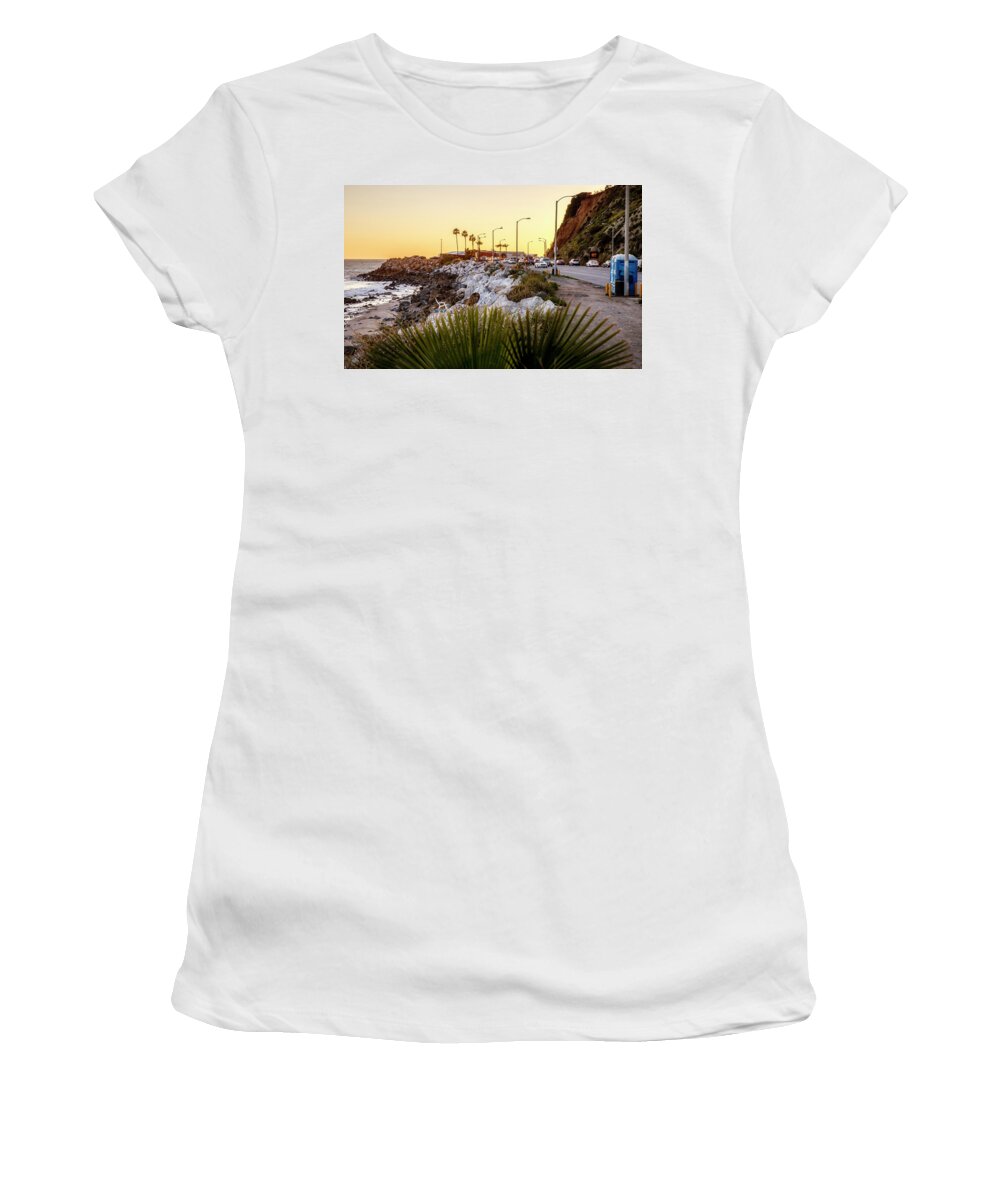 Sunset Women's T-Shirt featuring the photograph The White Lawn Chair by Gene Parks