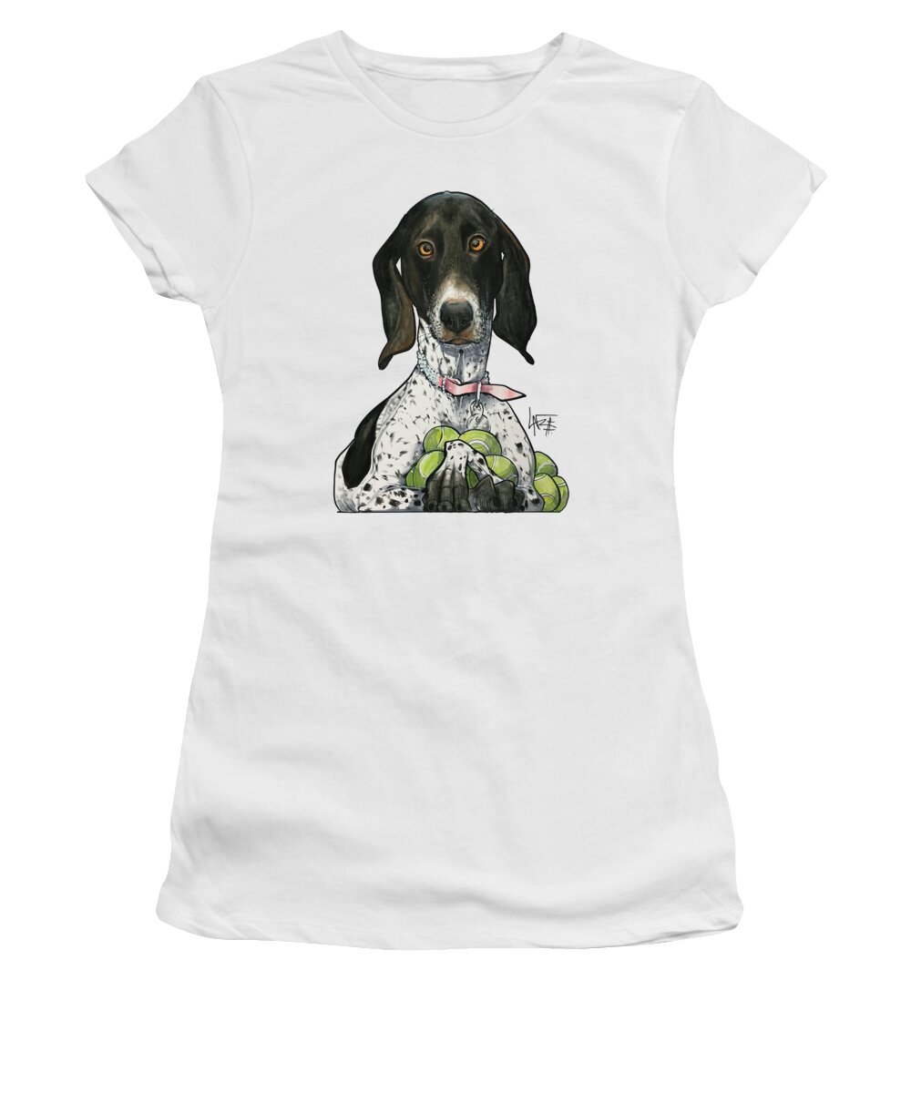 Pet Portrait Women's T-Shirt featuring the drawing Russell 3359 by Canine Caricatures By John LaFree