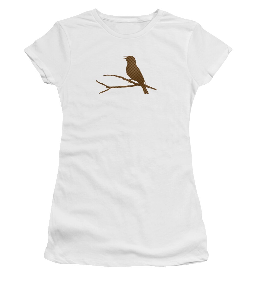 Bird Women's T-Shirt featuring the mixed media Brown Bird Silhouette by Christina Rollo