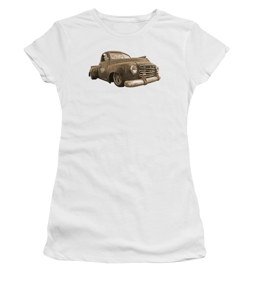 Rusty Women's T-Shirt featuring the photograph Rusty Studebaker in Sepia by Gill Billington