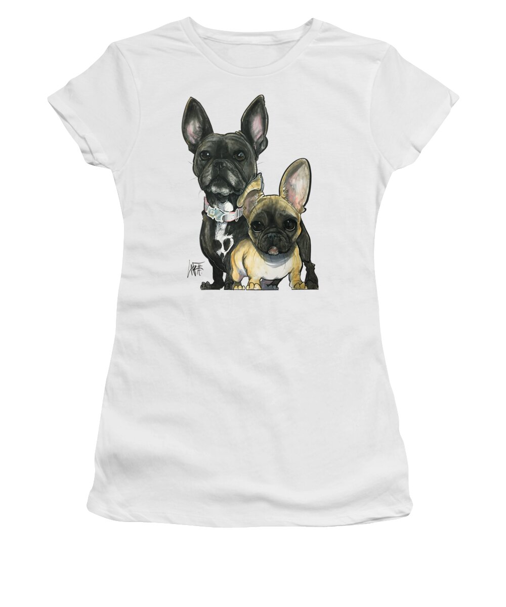 French Bulldog Women's T-Shirt featuring the drawing Ryan 3865 by Canine Caricatures By John LaFree