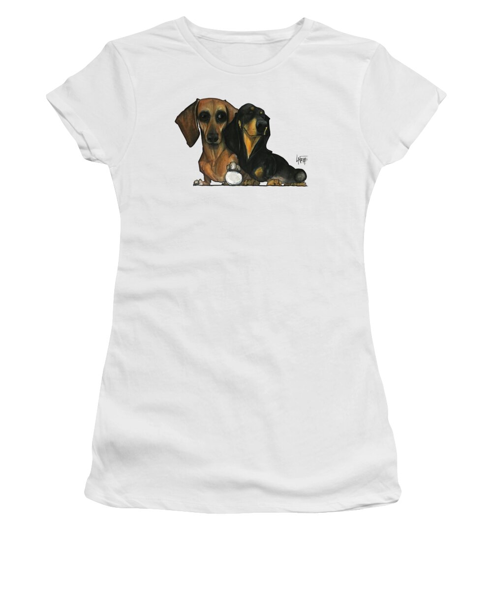 Pet Portrait Women's T-Shirt featuring the drawing Sadlowski 7-1485 by Canine Caricatures By John LaFree
