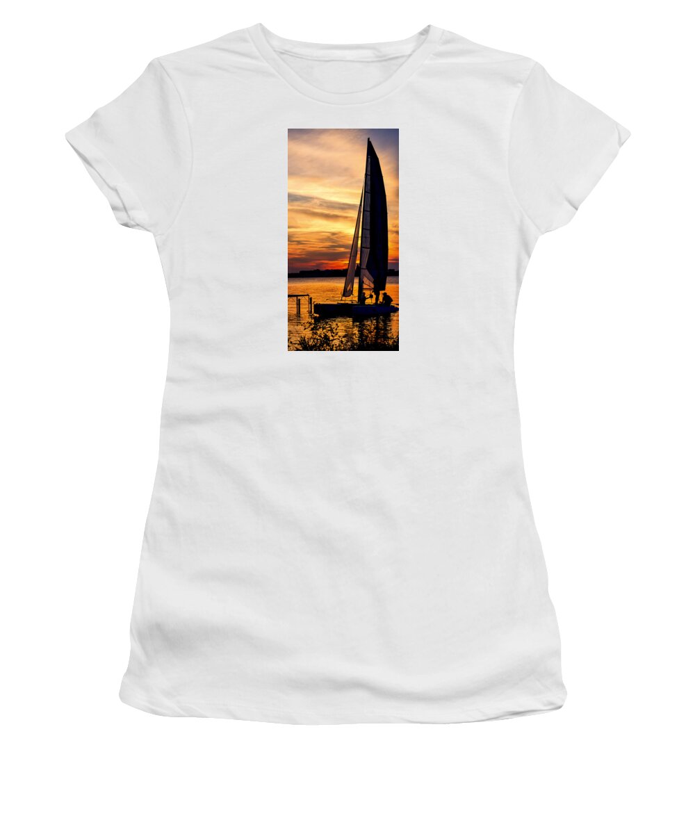 Capitol Women's T-Shirt featuring the photograph Sailing - Lake Monona - Madison - Wisconsin by Steven Ralser