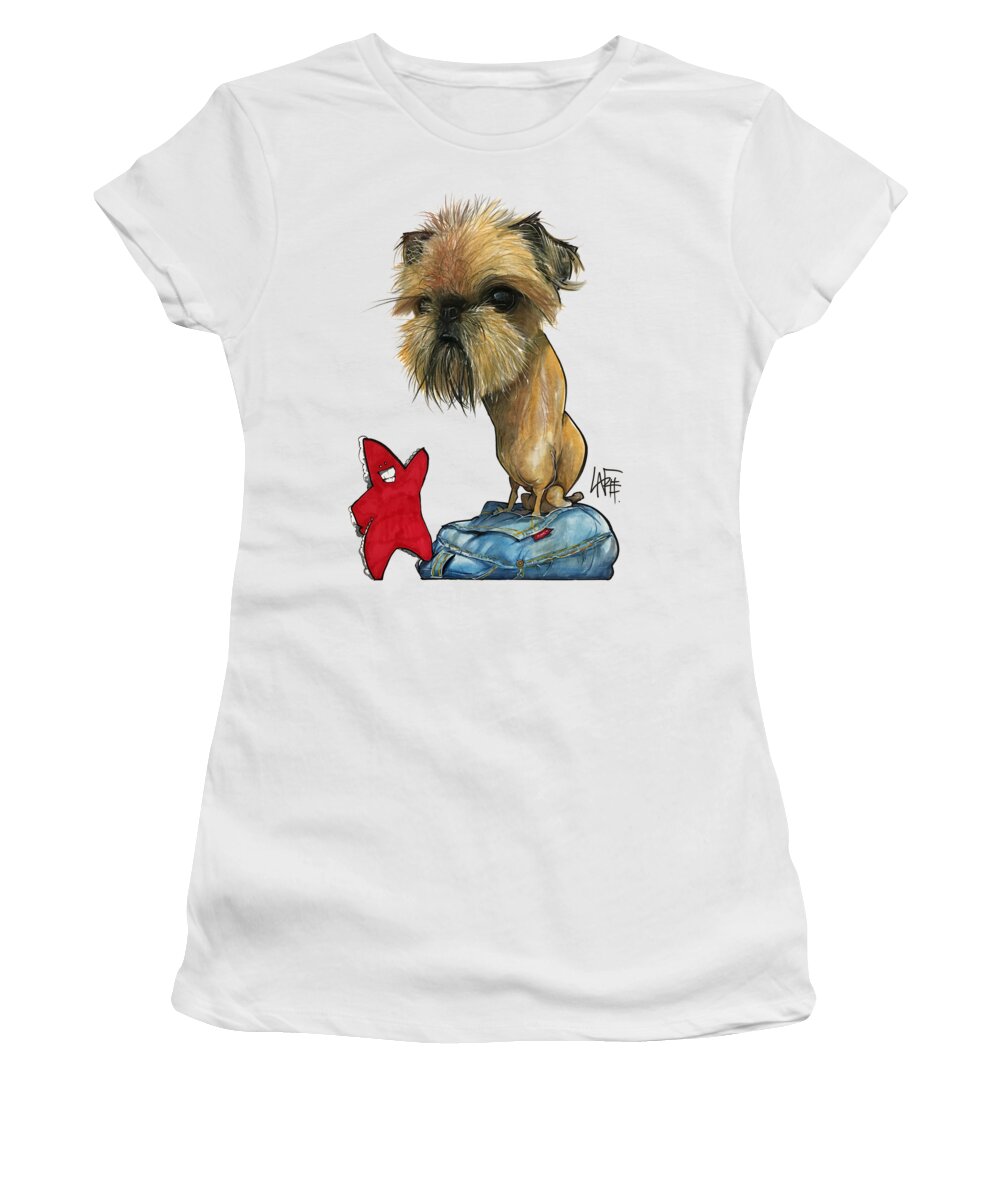 Brussels Griffon Women's T-Shirt featuring the drawing Salavarria 3149 by Canine Caricatures By John LaFree