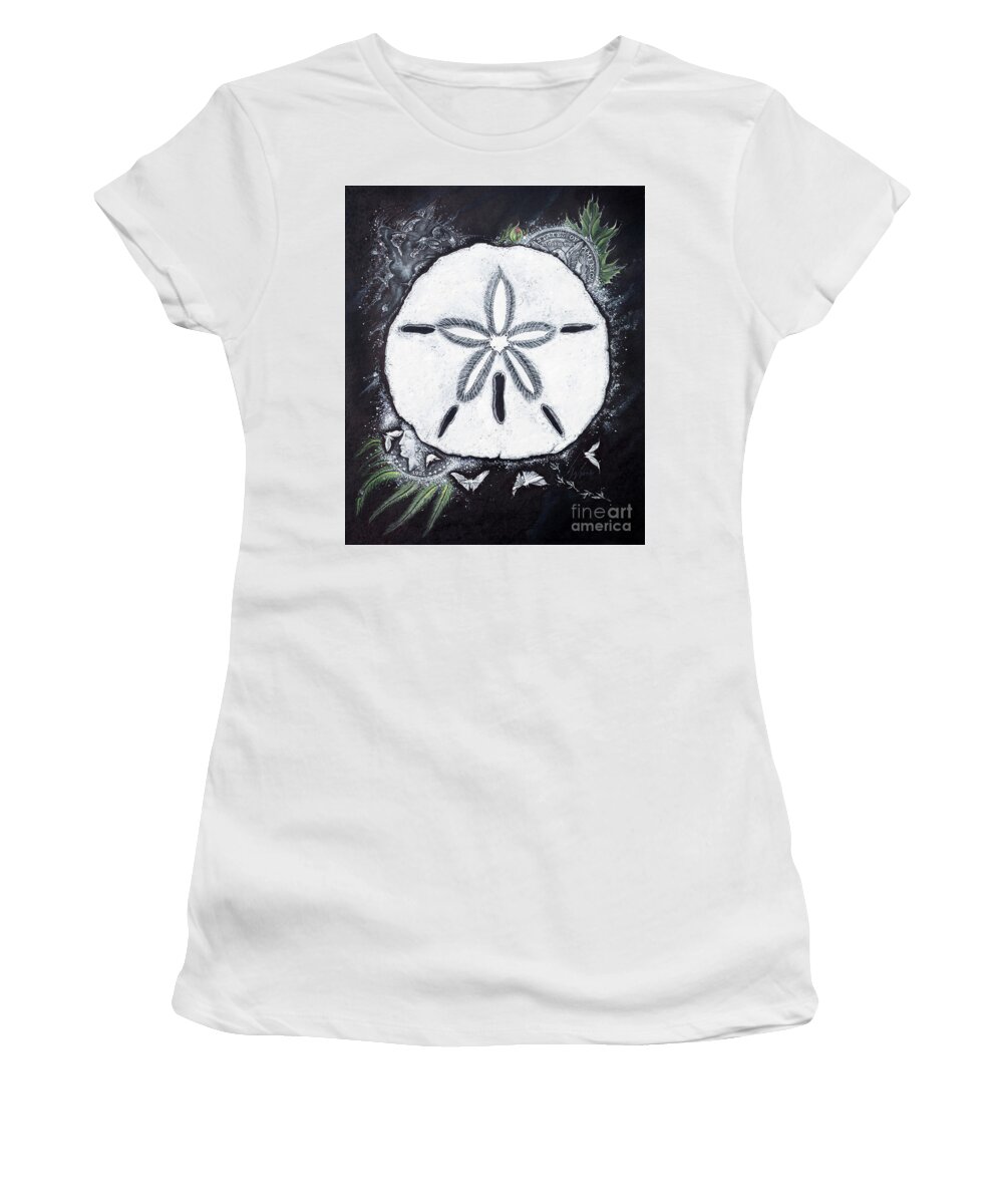Sand Dollar Women's T-Shirt featuring the drawing Sand Dollars by Scott and Dixie Wiley