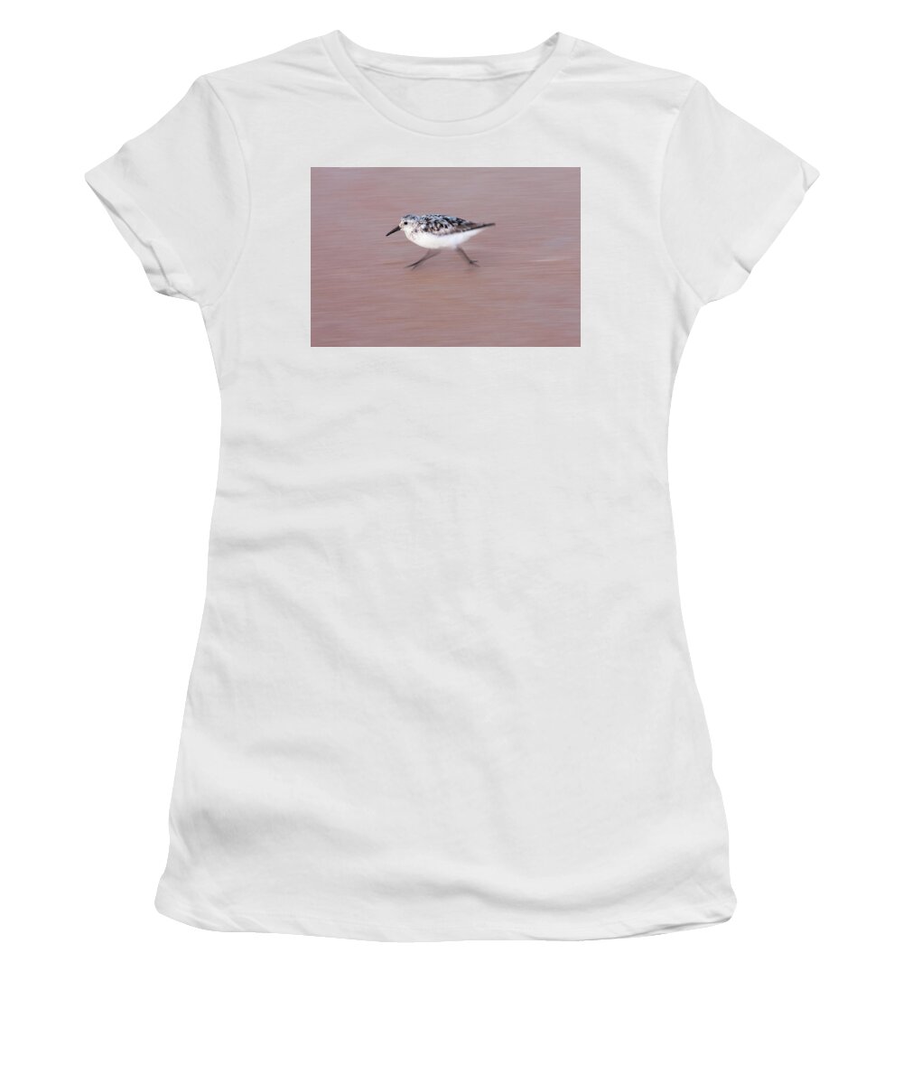 Sanderling Women's T-Shirt featuring the photograph Sanderling On The Run by Paul Rebmann