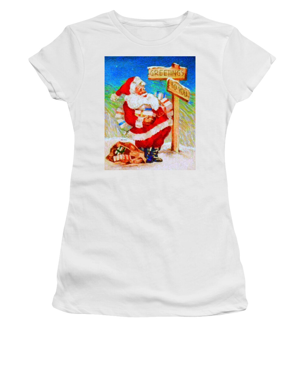 Rafael Salazar Women's T-Shirt featuring the digital art Santa is Ready by Rafael Salazar