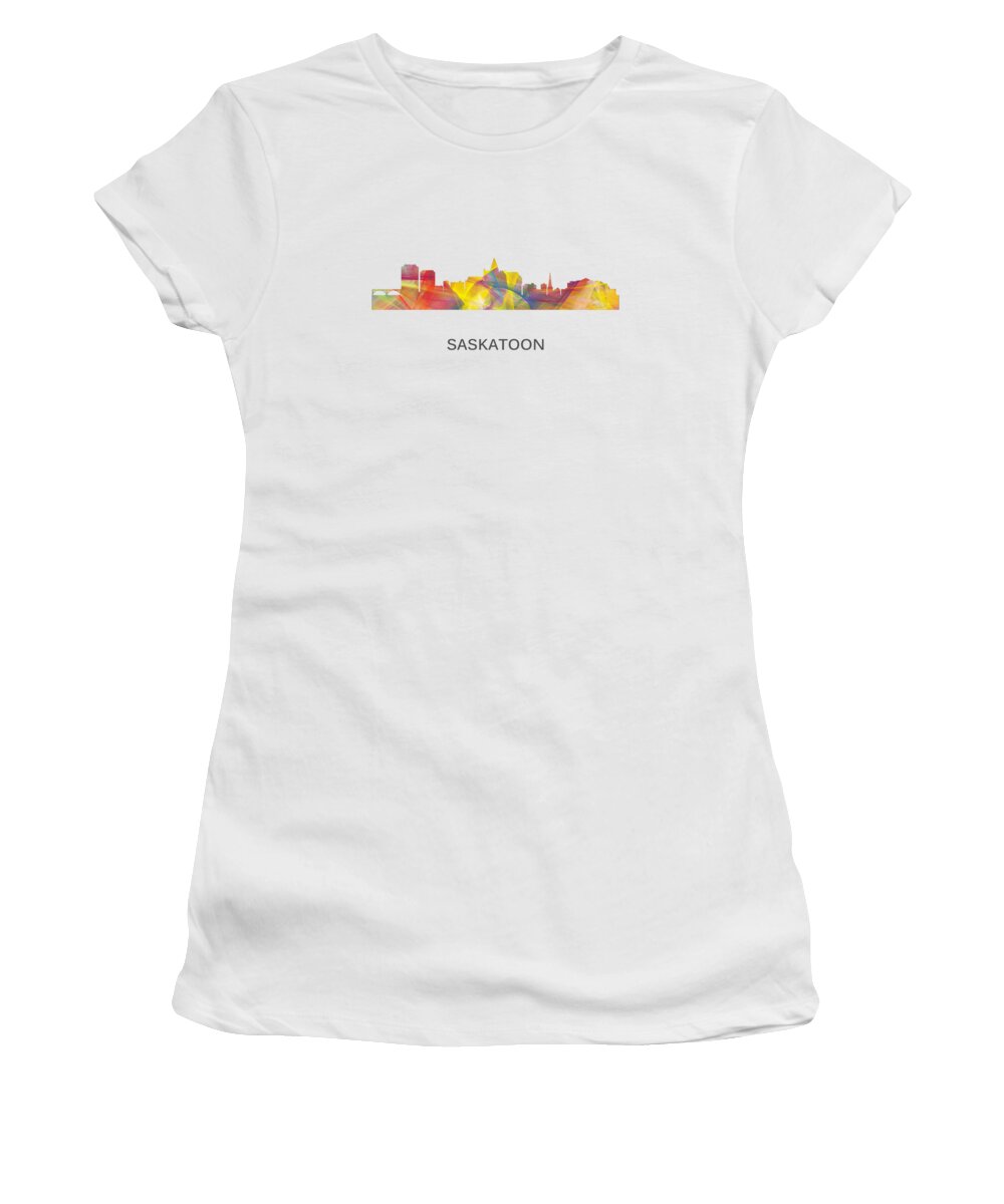 Saskatoon Sask.skyline Women's T-Shirt featuring the digital art Saskatoon Sask.Skyline by Marlene Watson