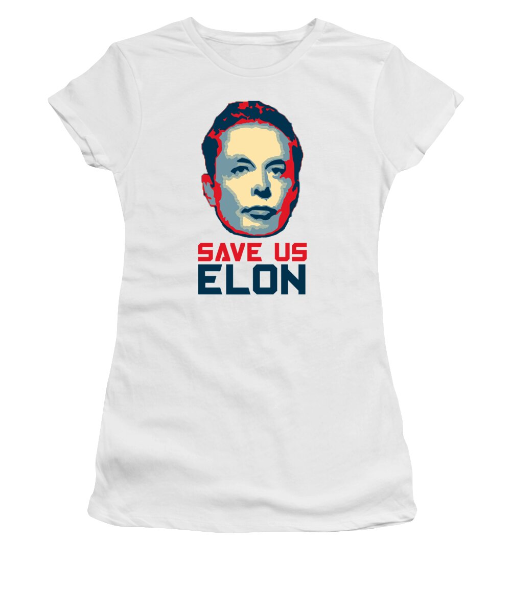 Dont Panic Women's T-Shirt featuring the digital art Save Us Elon Pop Art by Filip Schpindel