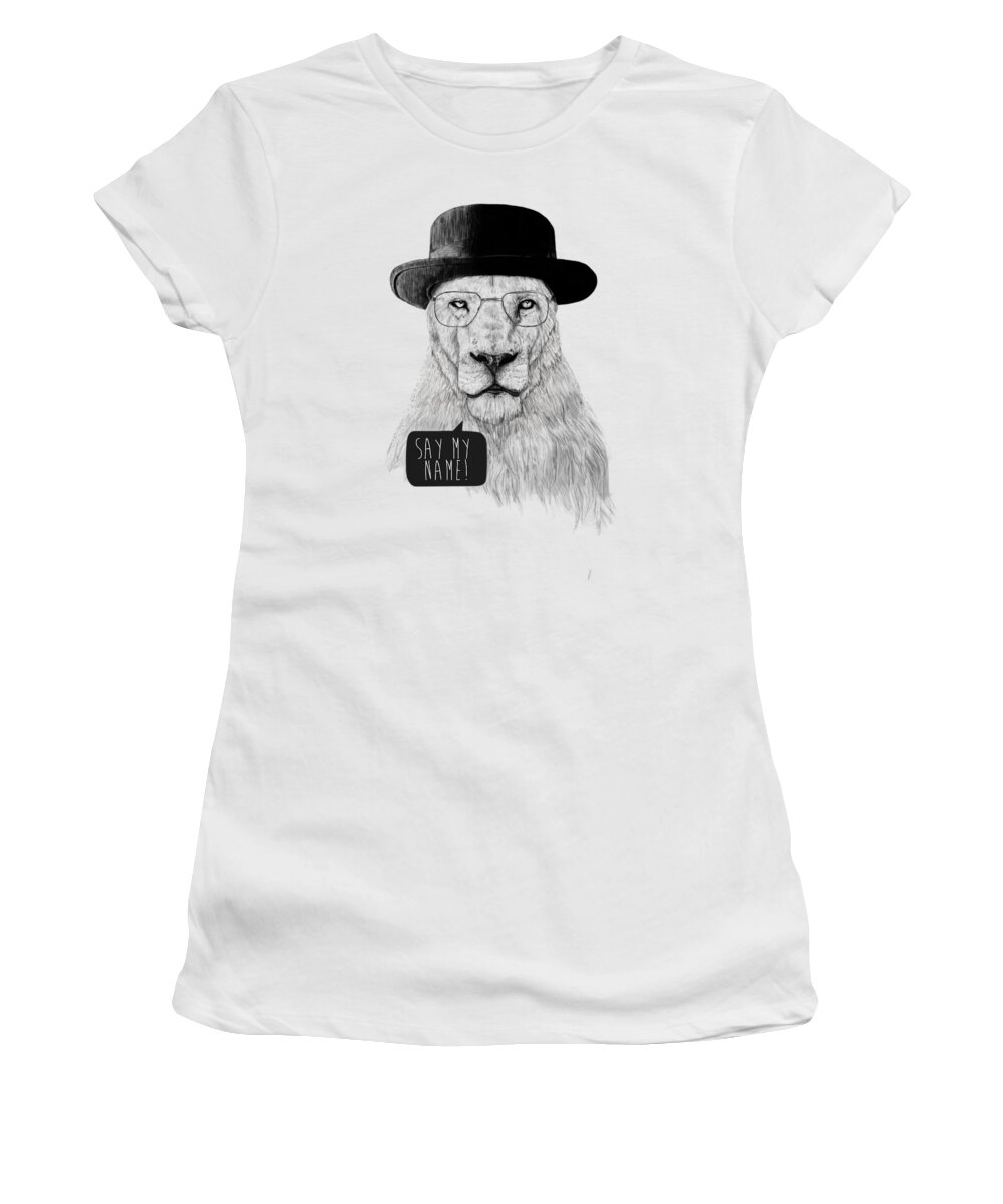 Lion Women's T-Shirt featuring the mixed media Say my name by Balazs Solti