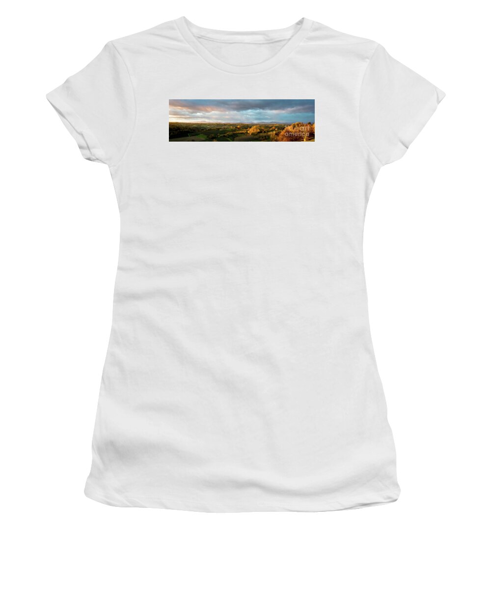 Landscape Women's T-Shirt featuring the photograph Scenic Autumnal Landscape at Sunset in Austria by Andreas Berthold