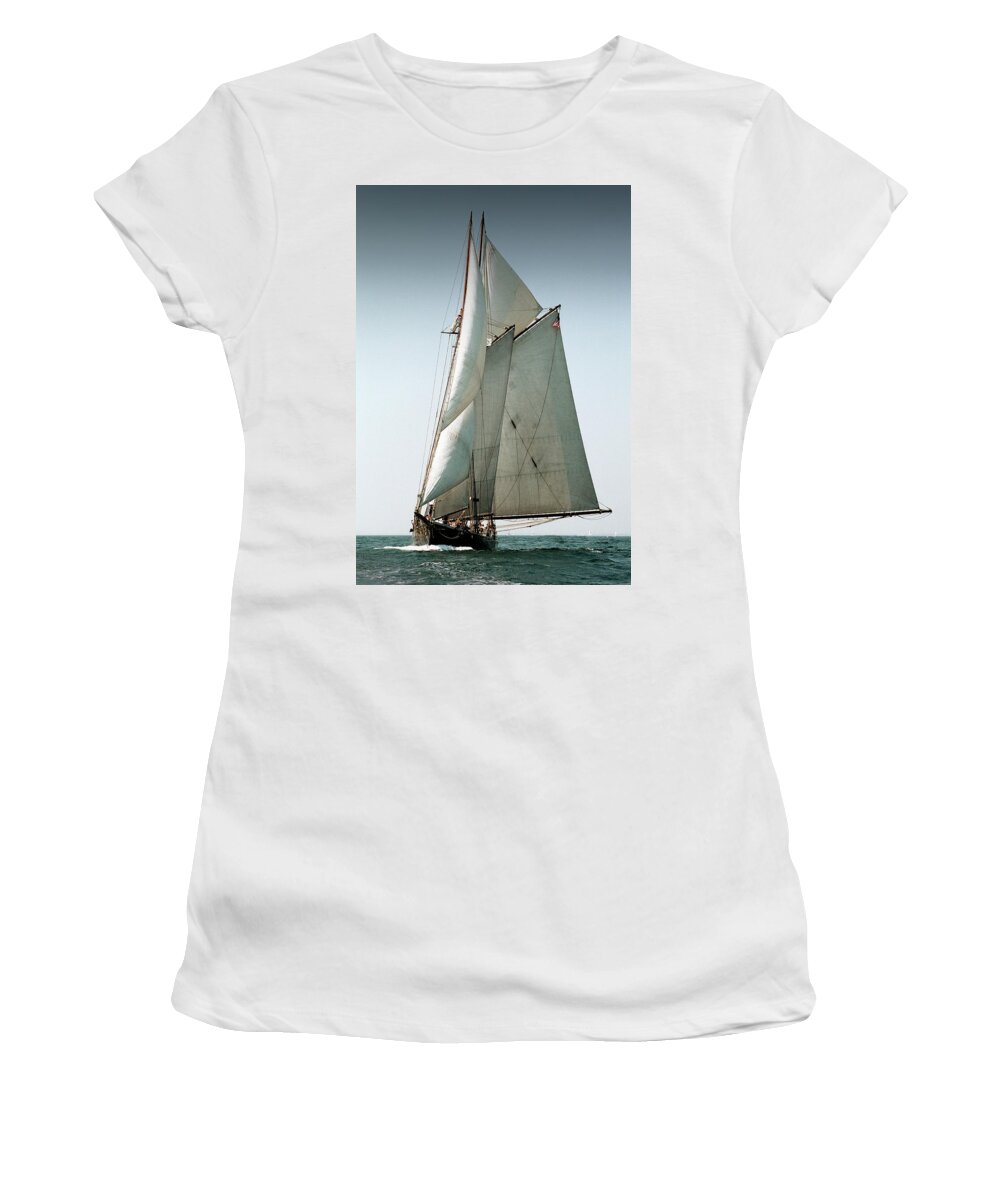 Windjammers Women's T-Shirt featuring the photograph Schooner Ernestina by Fred LeBlanc