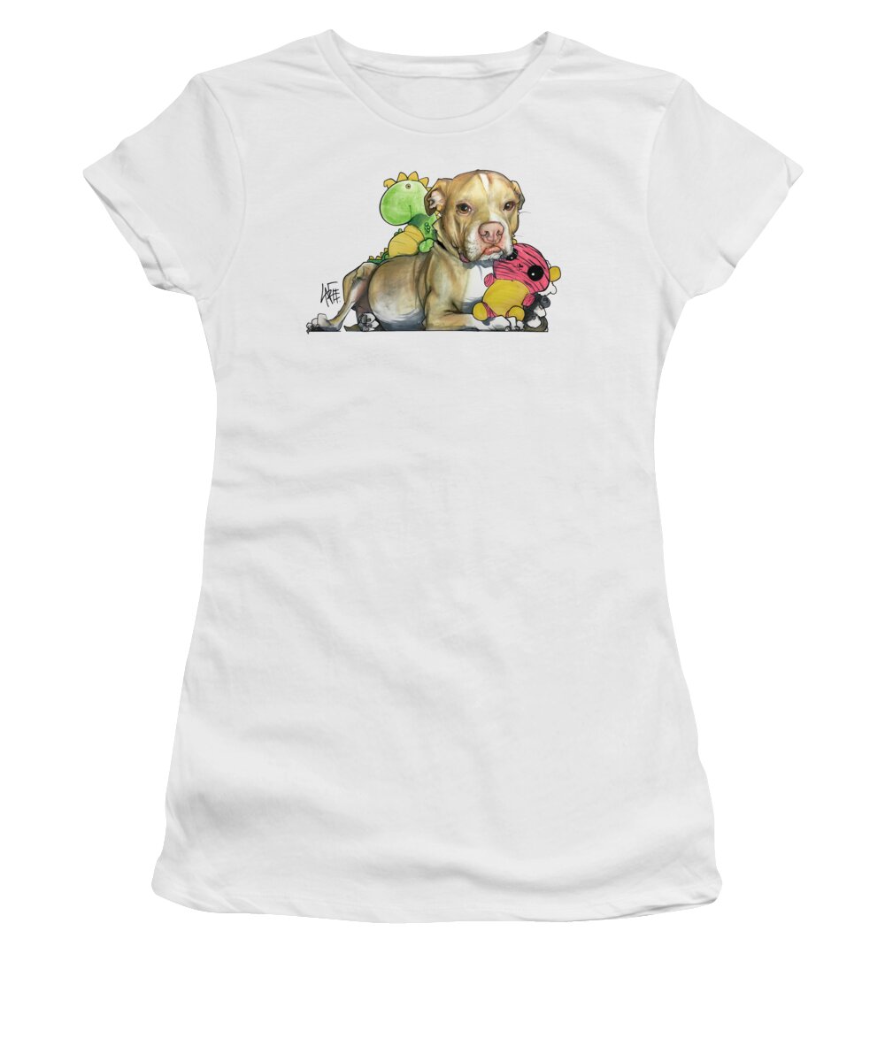 Pet Portrait Women's T-Shirt featuring the drawing Scott 3290 by Canine Caricatures By John LaFree
