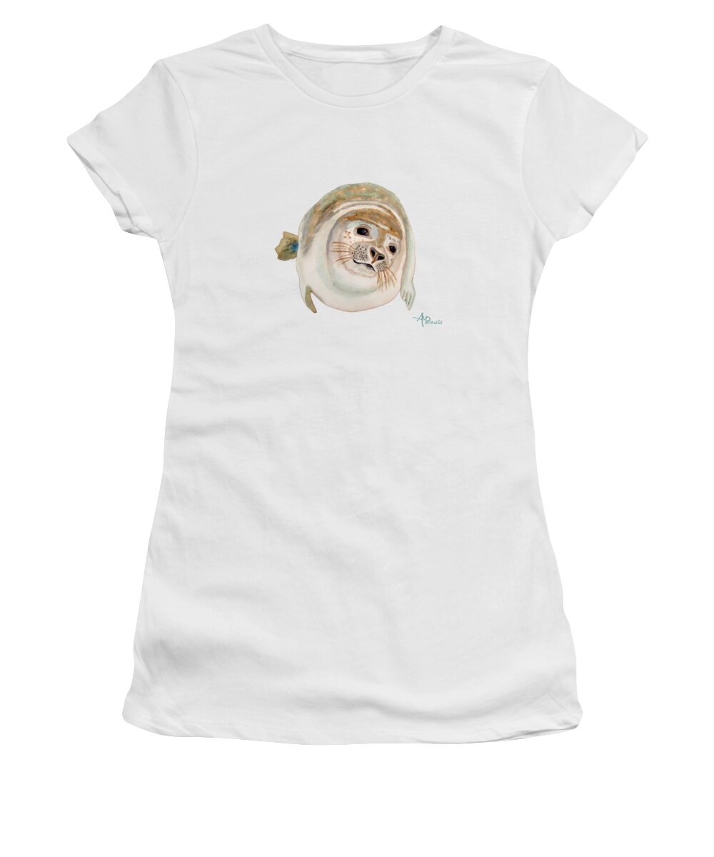 Sea Lion Women's T-Shirt featuring the painting Sea Lion Watercolor by Angeles M Pomata
