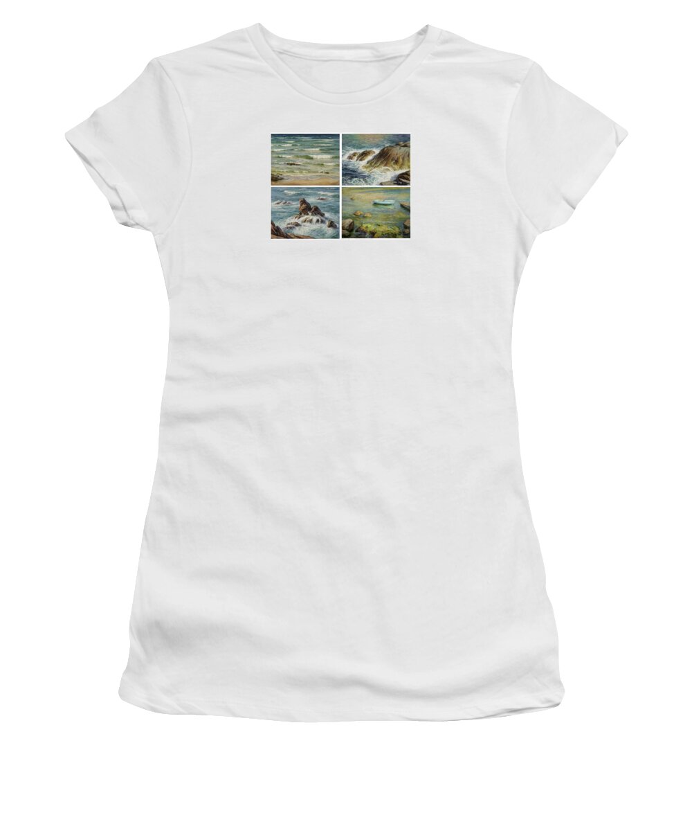 Seascape Women's T-Shirt featuring the painting Sea Symphony. Part 1,2,3,4. by Serguei Zlenko