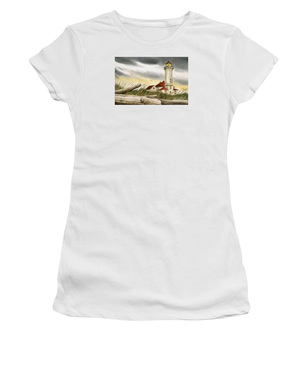 Lighthouse Fine Art Print Women's T-Shirt featuring the painting Seafarers Sentinel by James Williamson