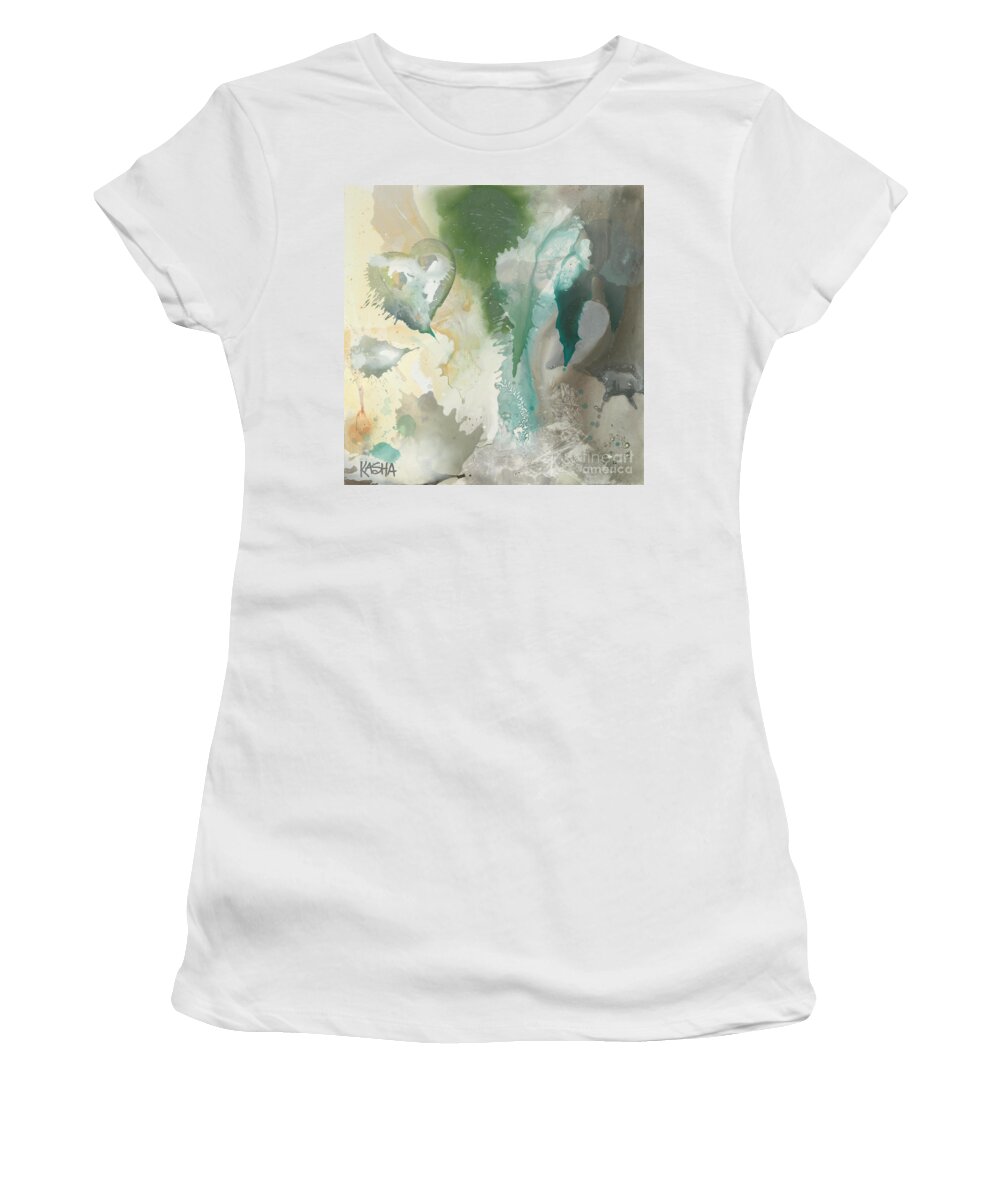 Minty Women's T-Shirt featuring the painting Seafoam by Kasha Ritter