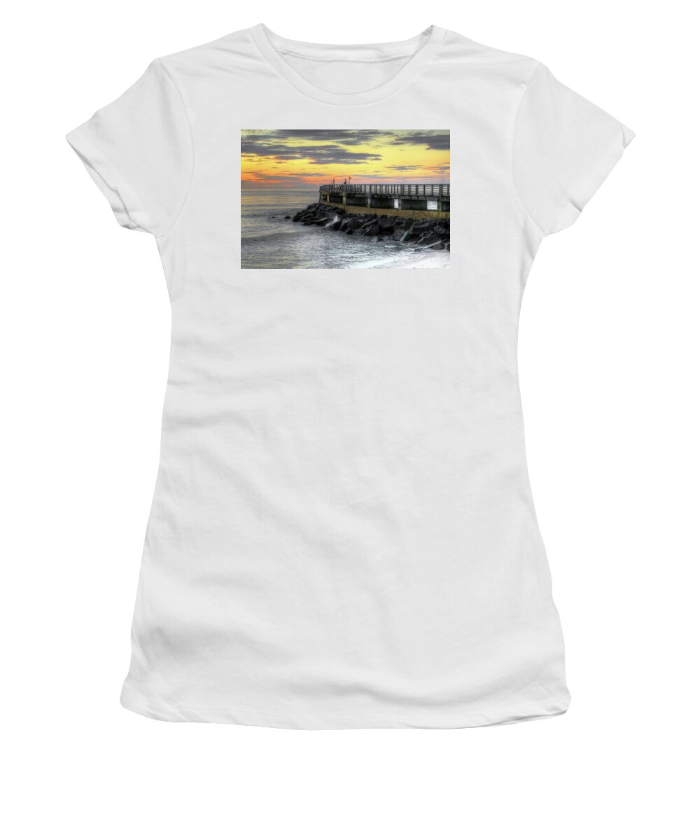 Sebastian Inlet Women's T-Shirt featuring the photograph Sebastian Inlet Pier I by Carol Montoya