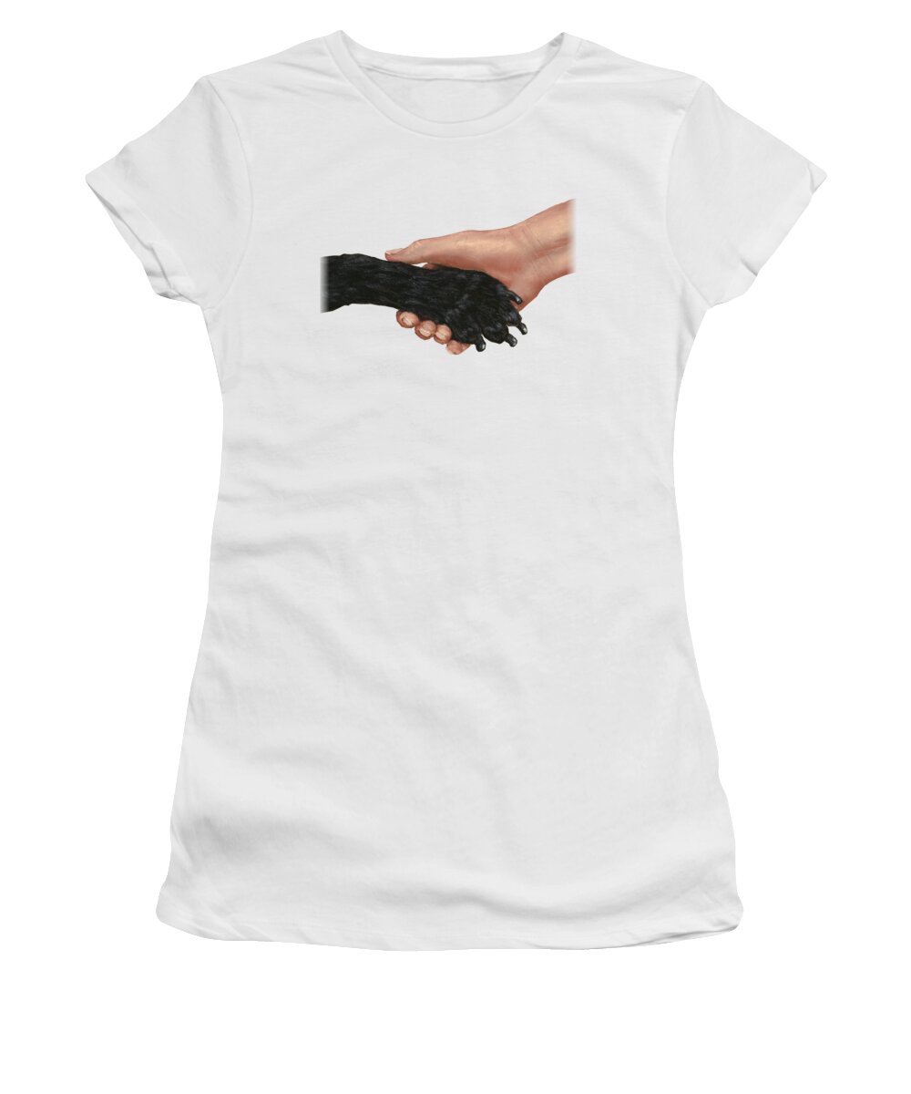 Dog Women's T-Shirt featuring the painting Shake Hands by Anastasiya Malakhova