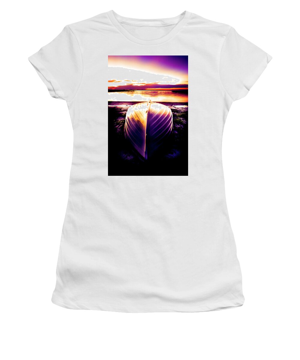 Boats Women's T-Shirt featuring the photograph Shapes at Dawn by Debra and Dave Vanderlaan