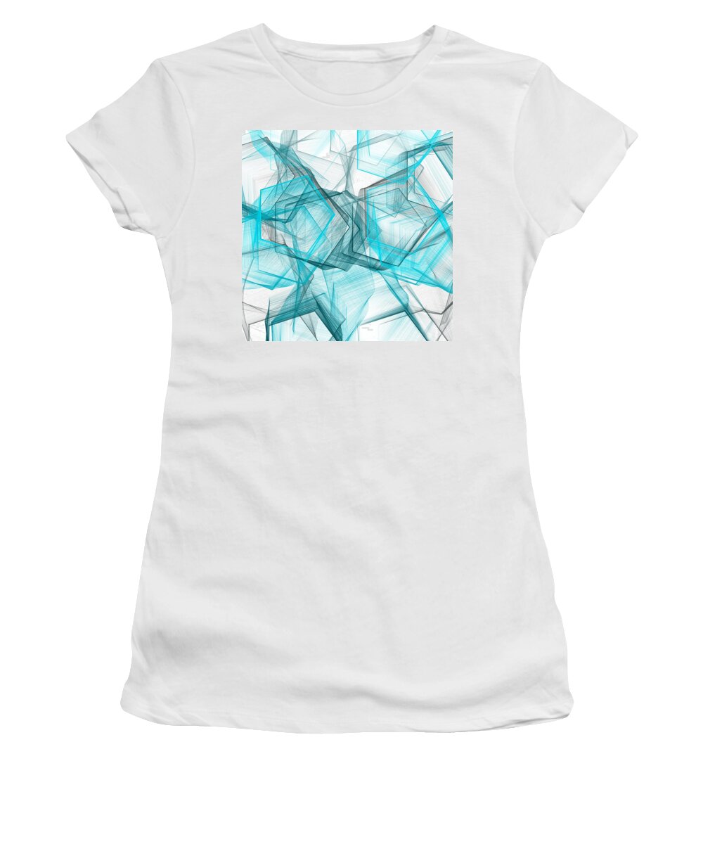 Blue Women's T-Shirt featuring the painting Shapes Galore by Lourry Legarde