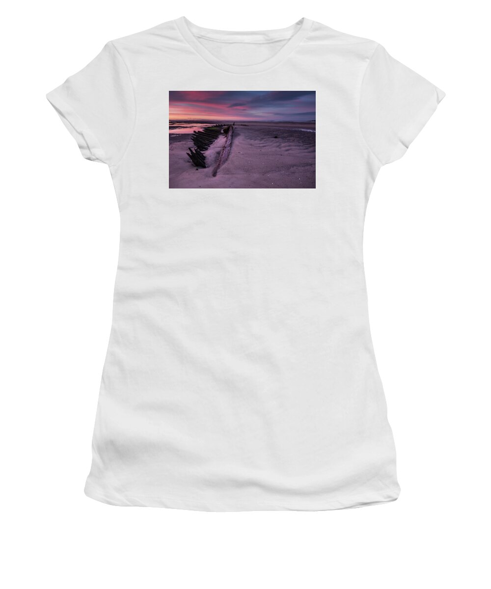 Maine Women's T-Shirt featuring the photograph Shipwreck Sunrise by Colin Chase
