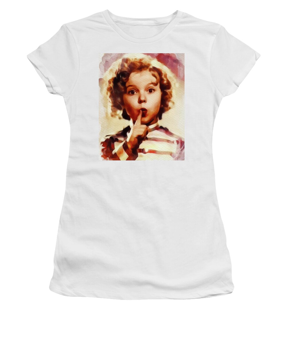 Shirley Women's T-Shirt featuring the painting Shirley Temple, Vintage Movie Star by Esoterica Art Agency