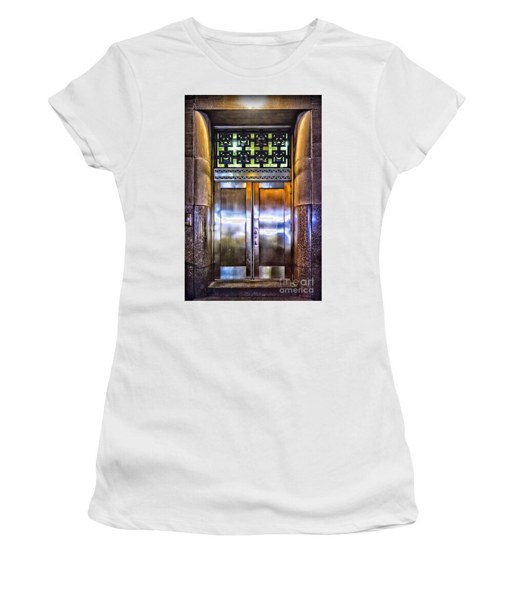 New York City Women's T-Shirt featuring the photograph Sights in New York City - Bright Door by Walt Foegelle