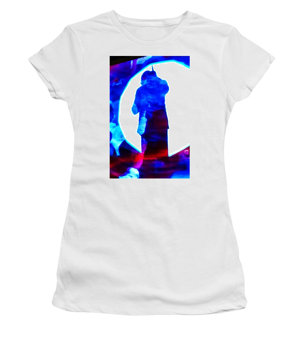 Monty Jackson In Concert Women's T-Shirt featuring the photograph Sillouette in Blue by Jeff Kurtz