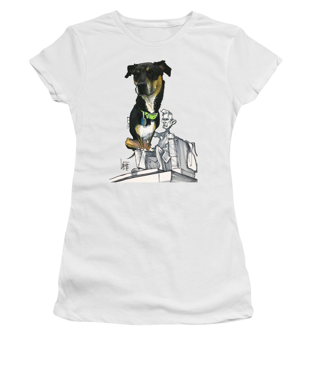 Pet Portrait Women's T-Shirt featuring the drawing Silverman 3012 by Canine Caricatures By John LaFree
